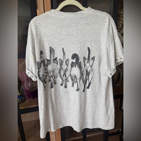 Vintage 1993 Cats embellished tee tshirt loft short sleeve graphic single stitch - Picture 3 of 13